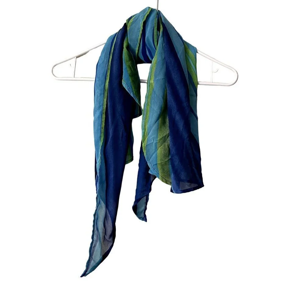 Sheer lightweight blue and green scarf shawl princess Jasmine colorful bright